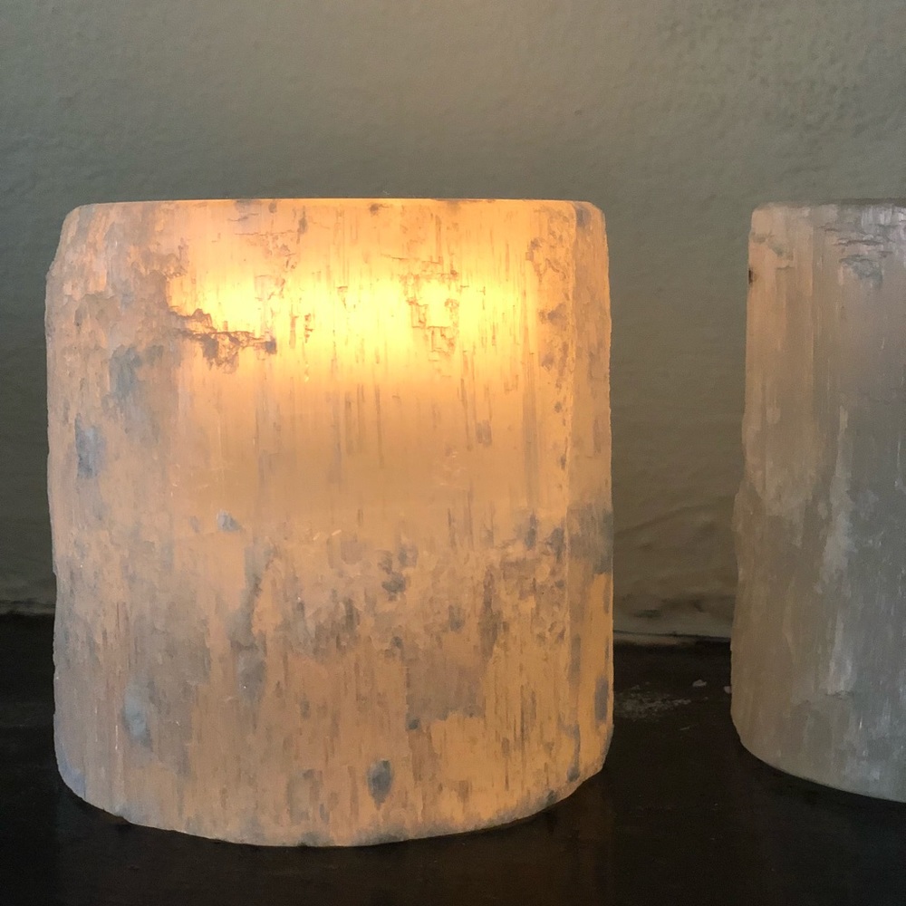 SET of 4 Natural Selenite Votives!